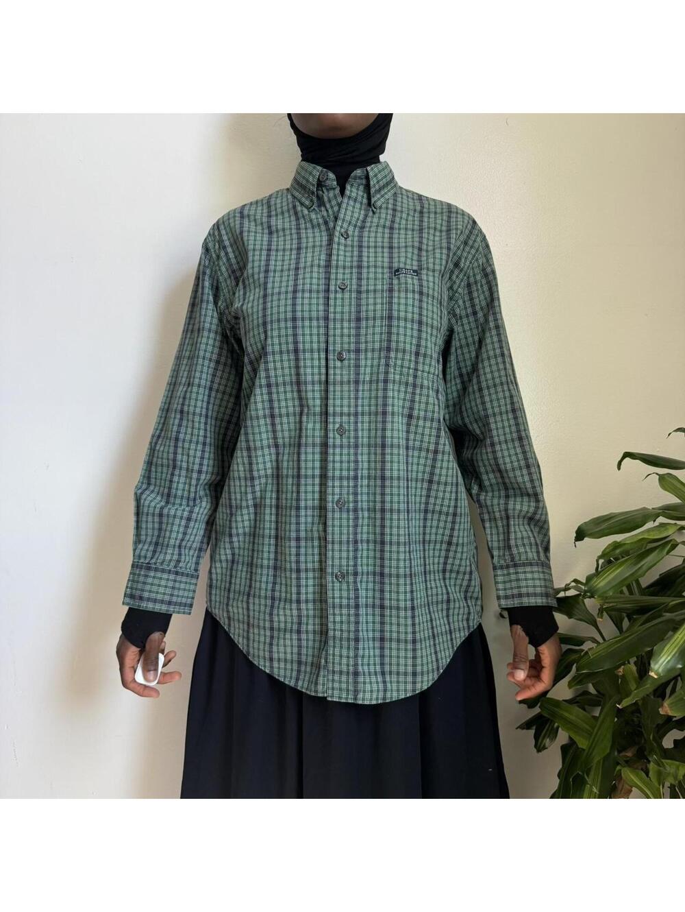 Vintage 90s Chaps Ralph Lauren Green Plaid Button Down Shirt - Size M